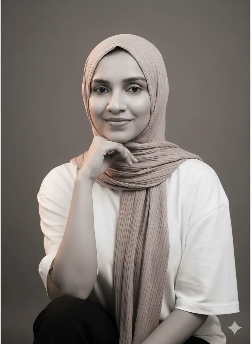 image of a proffessional lady sitting and facing camera and smiling